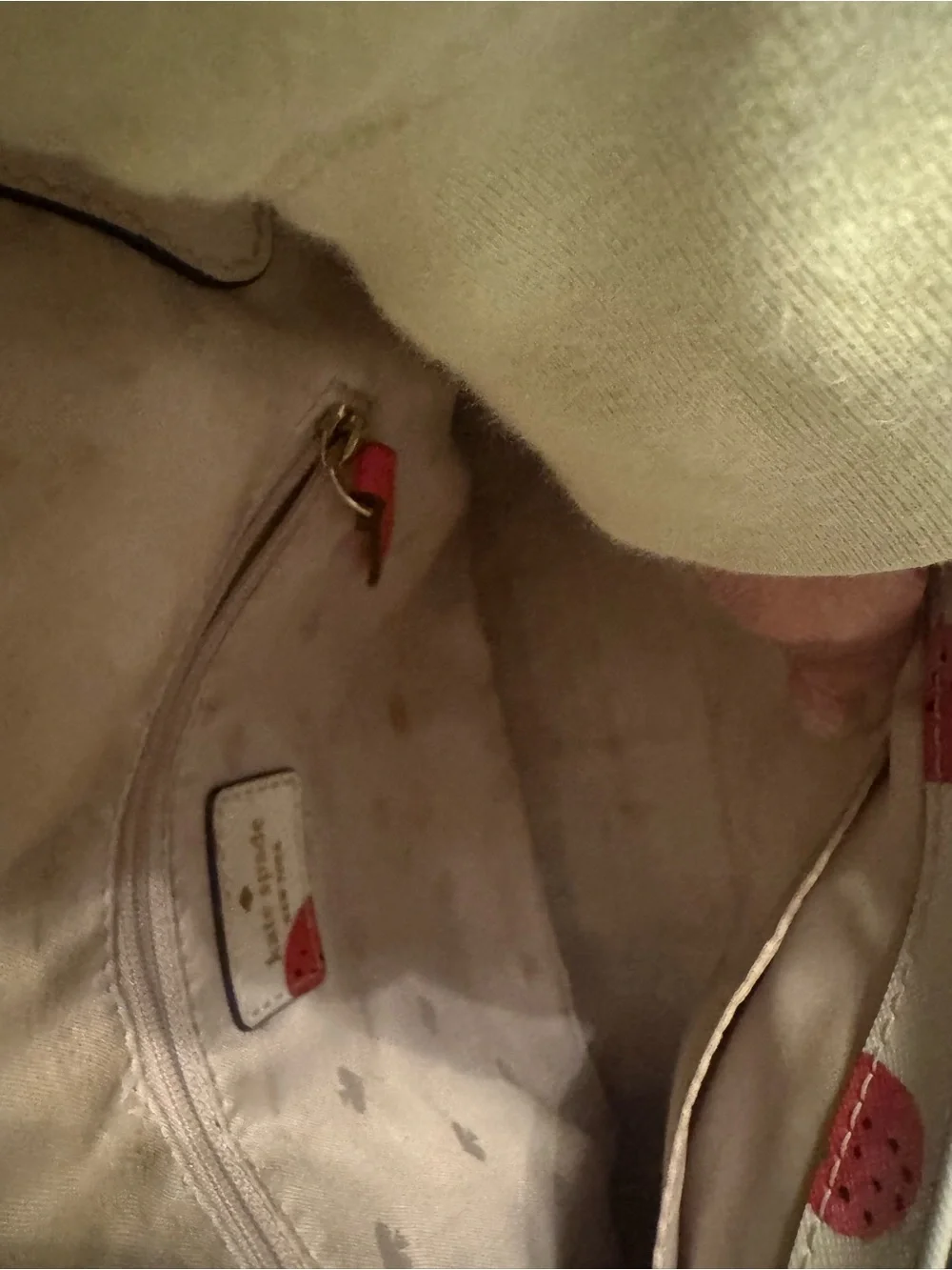 Kate Spade New York cove street White and Red Strawberry Print Crossbody
